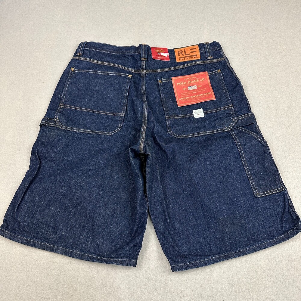 Polo Jeans Co Shorts Men 38 Blue Canton Carpenter Denim Y2K Deadstock Hip Hop - Picture 2 of 8